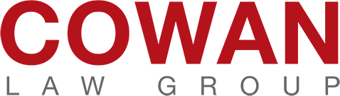 Cowan Law Group Logo Red and gray font